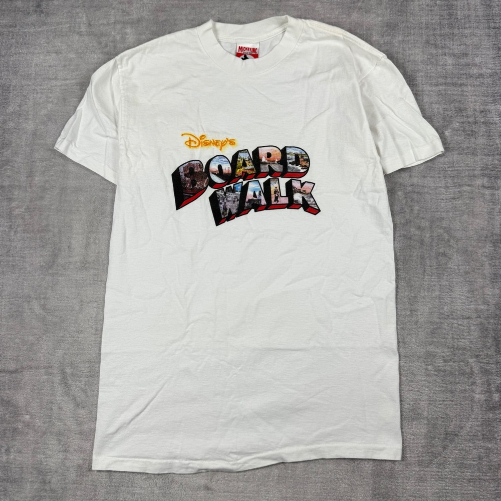 Disney BoardWalk Shirt Mens Medium White Mickey Inc Vintage 90s Resort Vacation